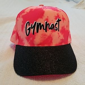 NWOTJustice Gymnast hat pink/orange glitter black